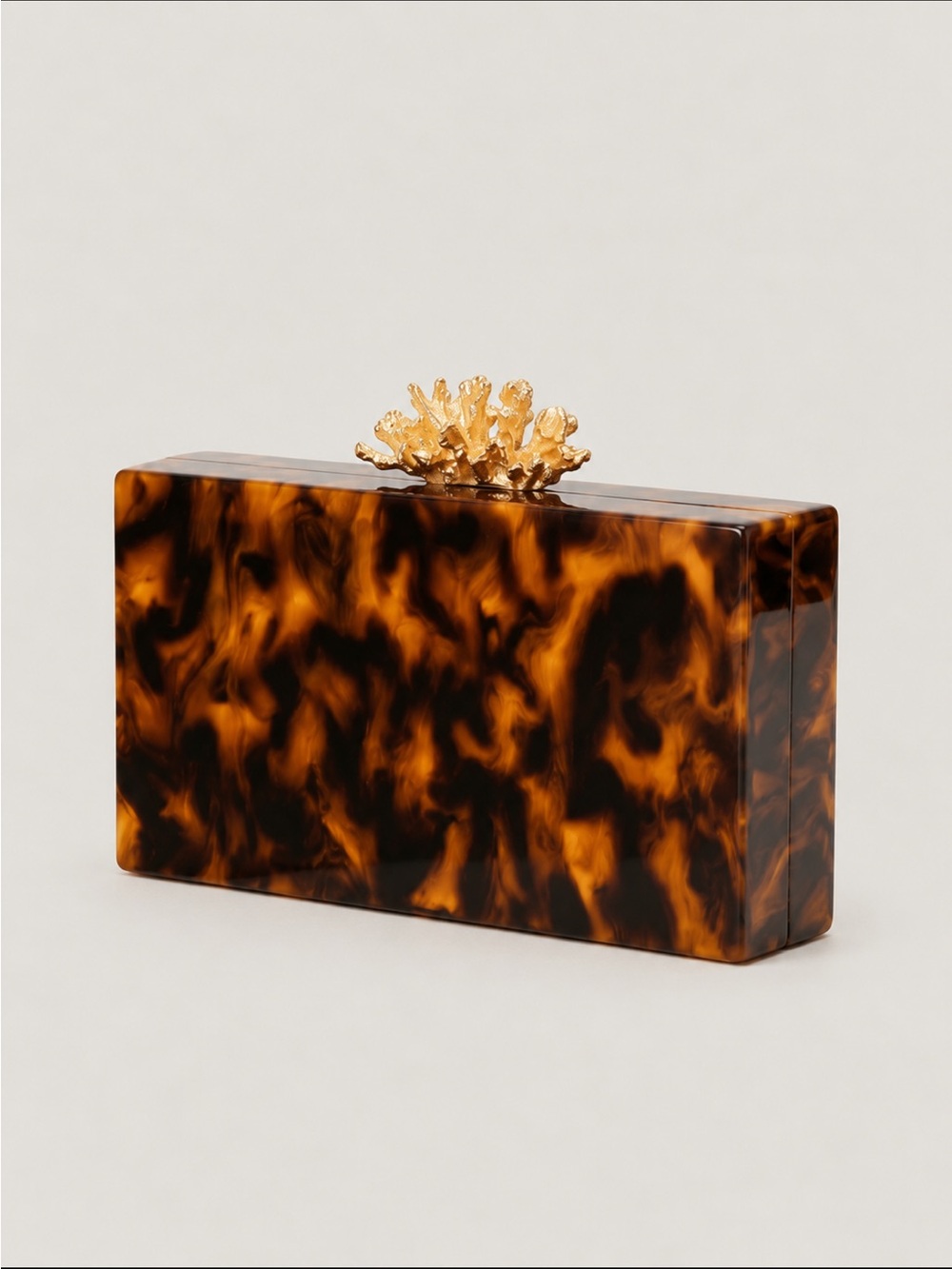 New! Tortoiseshell Acrylic Clutch Shoulder Purse Handbag NWOT